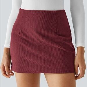 NWT Halara High Waisted 2-in-1 A Line Mini Corduroy Casual Skirt Size M